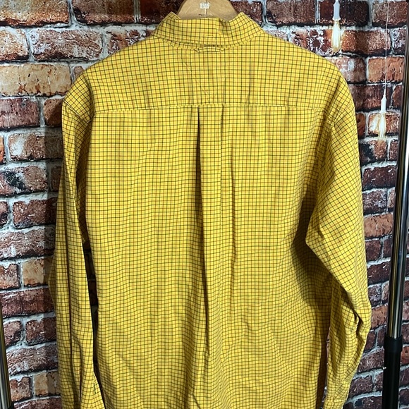 Tommy Hilfiger regular fit button down shirt medium windowpane yellow red pocket - Picture 6 of 7